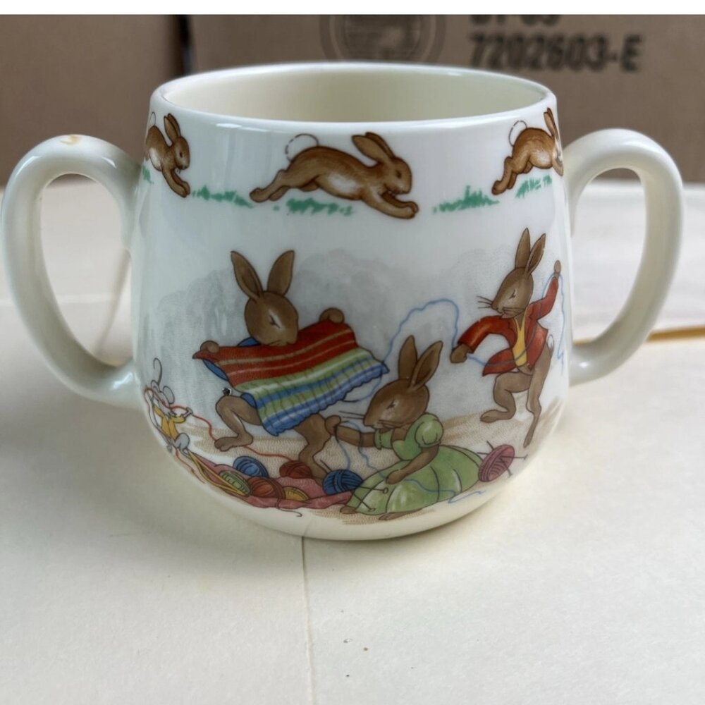 Vintage Royal Doulton Bunnykins Double Handle Baby Cup Bone China